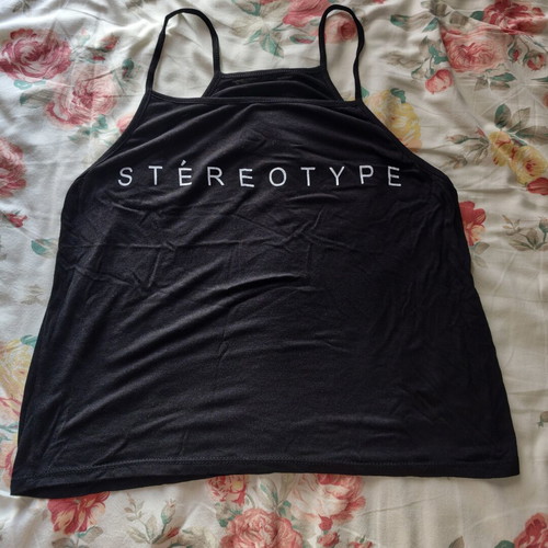 Decoro black tank top like new with thin straps and print
