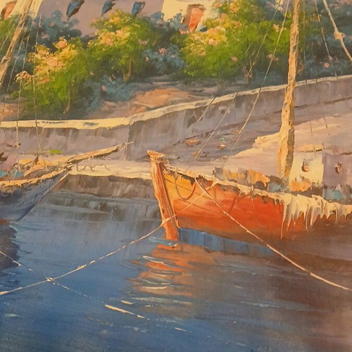 Oil painting on canvas new with Greek island landscape