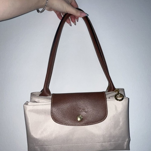 Longchamp shoulder bag used, white and beige