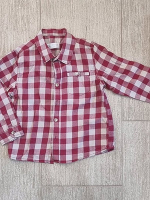 Long-sleeve shirt used, red checkered, 18-24 months