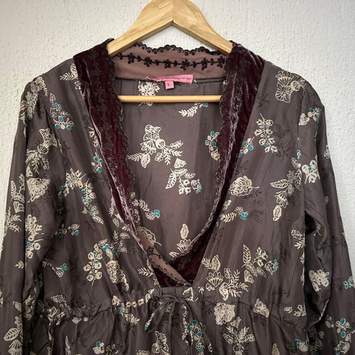 Silk floral tunic Vertiges Atelier like new, brown, size L