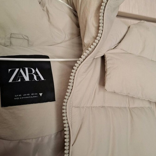Zara puffer long coat, warm, like new, beige, oversized