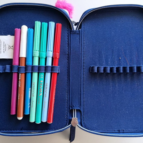 Miss Melody triple pencil case used, filled