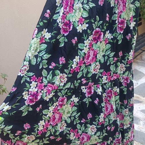Floral Cotton Long Skirt new, size S/M with side slit and elastic waist