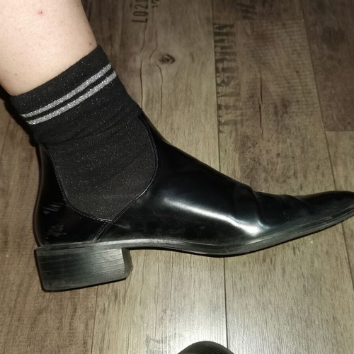 Zara women's patent leather sock-style shoes used, size 41, black