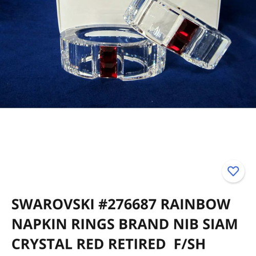 Swarovski Rainbow Siam napkin rings set new