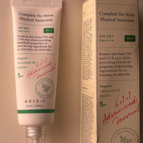 Axis-y Complete No-stress Physical Mineral Sunscreen SPF50 50ml new