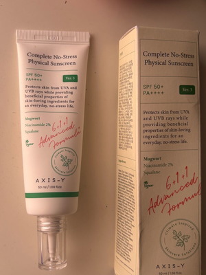 Axis-y Complete No-stress Physical Mineral Sunscreen SPF50 50ml new