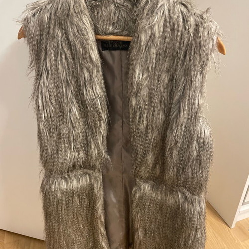 Fur vest blazer style Zara used, gray, size M
