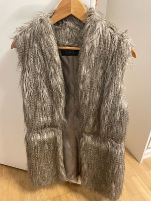 Fur vest blazer style Zara used, gray, size M