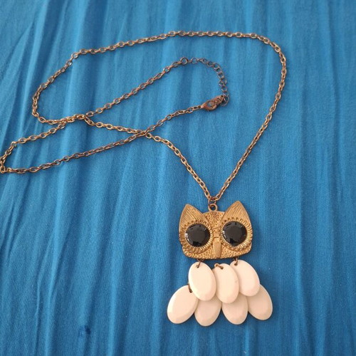 Owl chain women's necklace used, multicolor