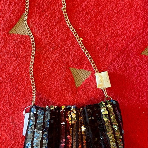 New Look sequin pouch bag with gold chain new