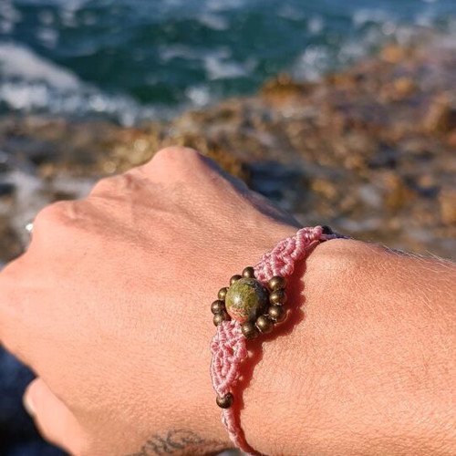 Macrame bracelet new handmade with unakite