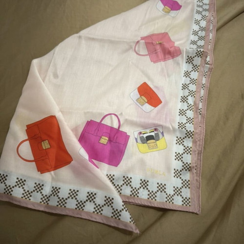 Vintage Furla handkerchief like new, cotton, beige and pink