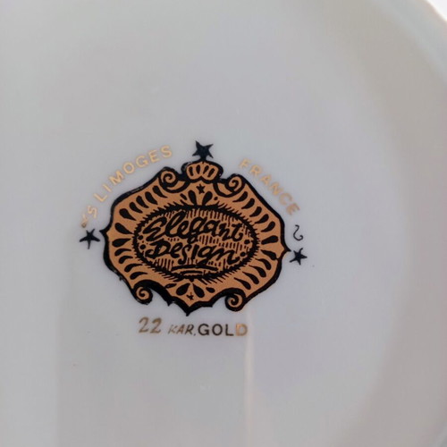 Limoges France collectible plate used with winter landscape and 22K gold