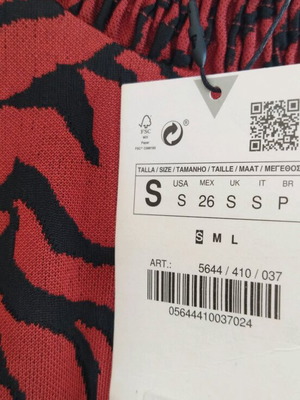 Φόρεμα τιγρέ Zara καινούργιο με ετικέτες, μέγεθος small, μαύρο και κόκκινο