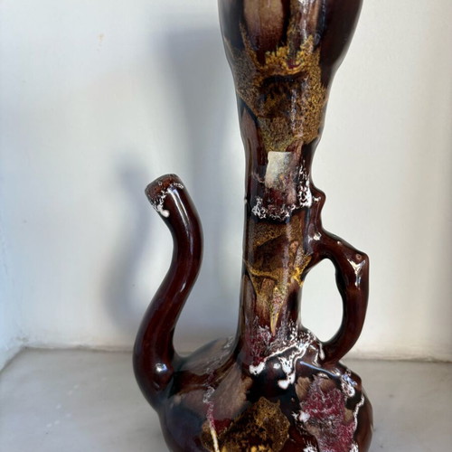 Vintage Vallauris ceramic jug used, height 27 cm
