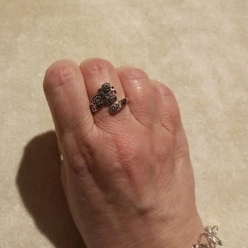 Ring vintage butterfly and flowers stainless steel, like new, boho style