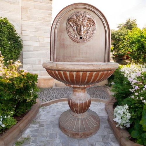 Versace concrete garden fountain beige with brown