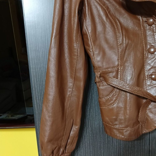 Vero Moda leather jacket like new, brown, with buttons and belt