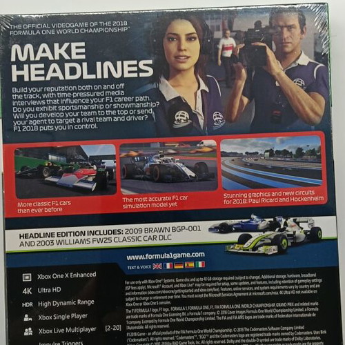 F1 2018 Headline Edition Xbox One Series game new, sealed