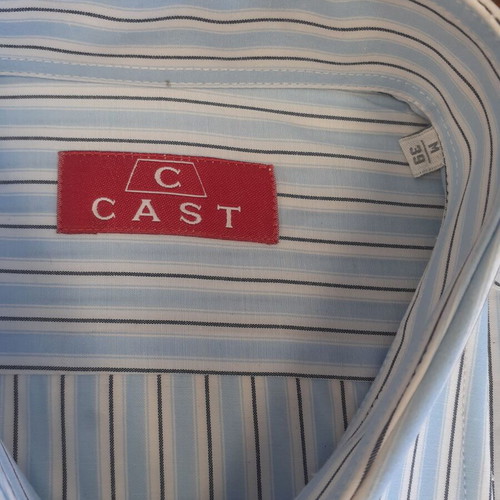 Cast men's short-sleeve shirt new, size M, white and blue