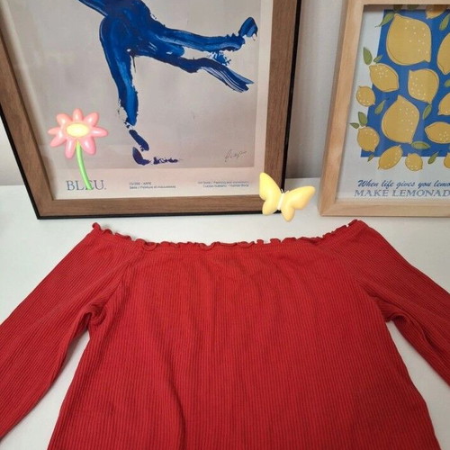 Crop top blouse red, new, H&M size M