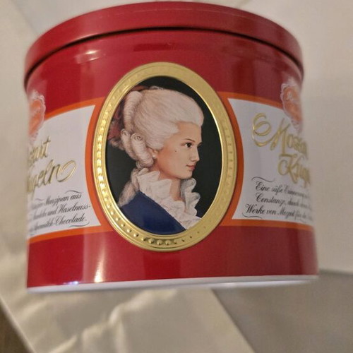 Metal round Mozart box new from Austria