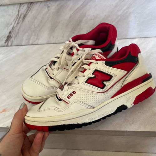 New Balance 550 used red sneakers size 41.5