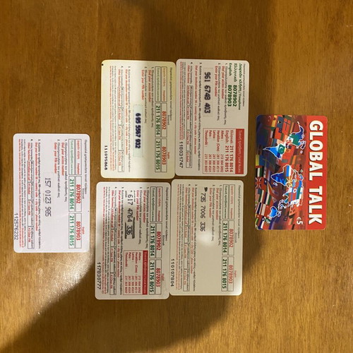 Phone cards like new, set of 5 different