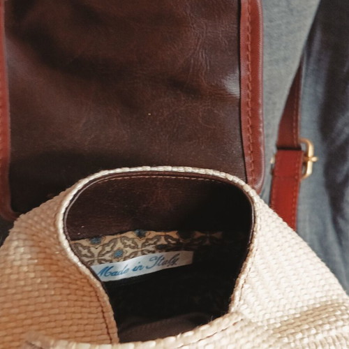 Bartuggi backpack vintage new, beige and brown straw look