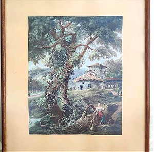 Πανέμορφος πίνακας με θέμα Φύση το σπίτι στο δάσος Μεσαίωνας