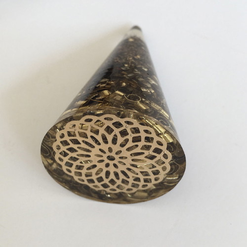 Orgonite cone with quartz, silver and copper new