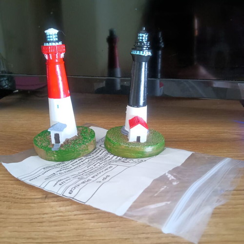 Decorative lighthouse set wooden miniatures new, 9.5cm height