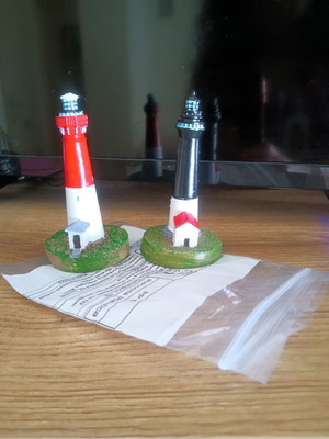Decorative lighthouse set wooden miniatures new, 9.5cm height