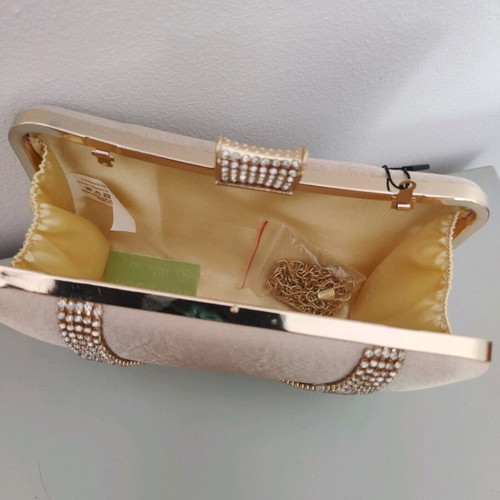 Mili accessories evening clutch bag beige new