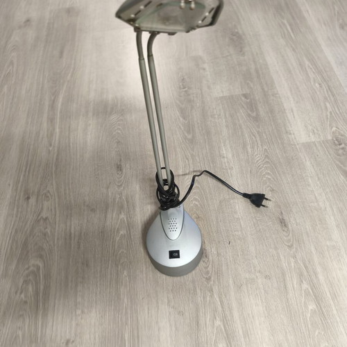 Halogen desk lamp used, adjustable silver table light