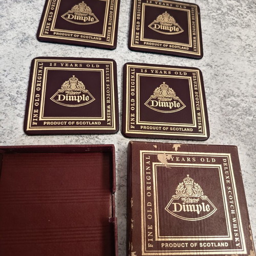 Dimple 15 Years Old vintage coaster set with box, 4 pieces