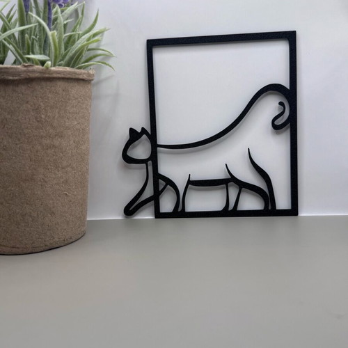 Cat wall decor like new, black plastic design
