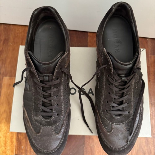 Hogan sneakers used, size 44.5, brown suede and fabric