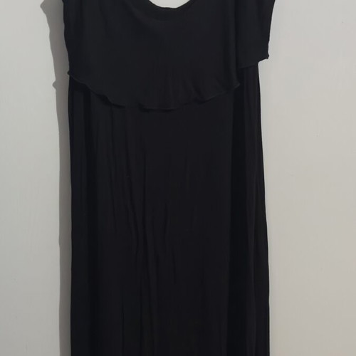 Black long dress used, size L, cool mako fabric, shoulder ties