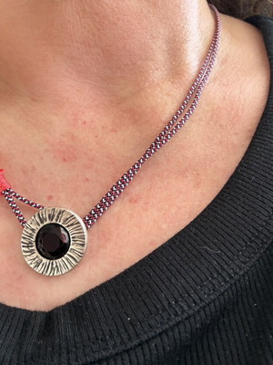Handmade 2-in-1 jewelry with vintage button and glass bead
