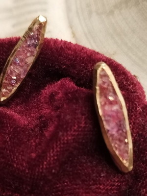 Handmade stud earrings with purple stones like new