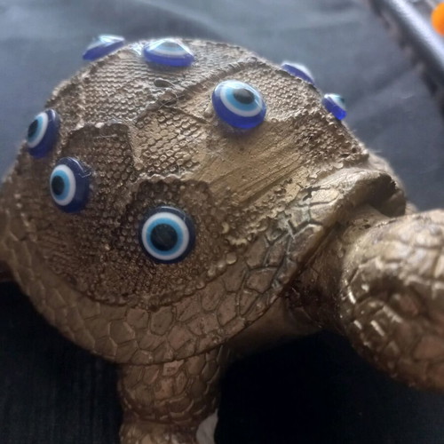 Handmade wooden wall flask folk art & decorative turtle with eyes