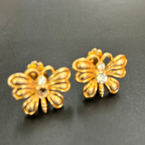 Antique brooch and gold-plated earrings set used