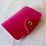  Ατζέντα - καρτοδέκτης σε ροζ-φουξ χρώμα. (πορτοφολι για καρτες από δερματίνη)