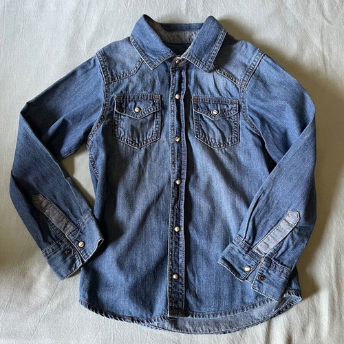 Denim shirt for boys 6-8 years, like new, blue, size 128 cm
