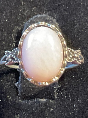Pink opal silver ring one size