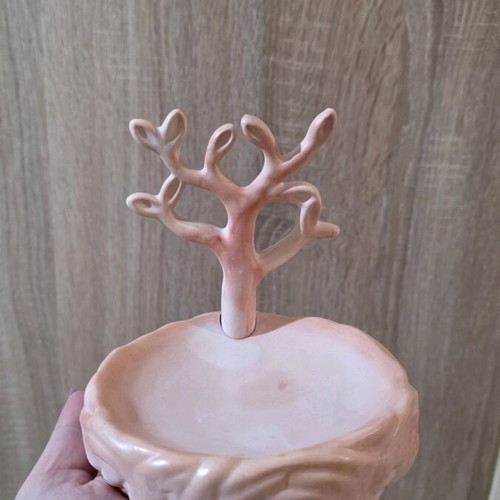 Porcelain jewelry holder with tree new, pink