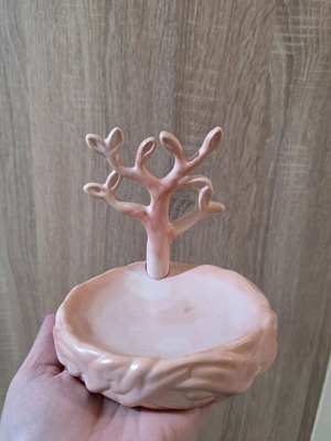 Porcelain jewelry holder with tree new, pink